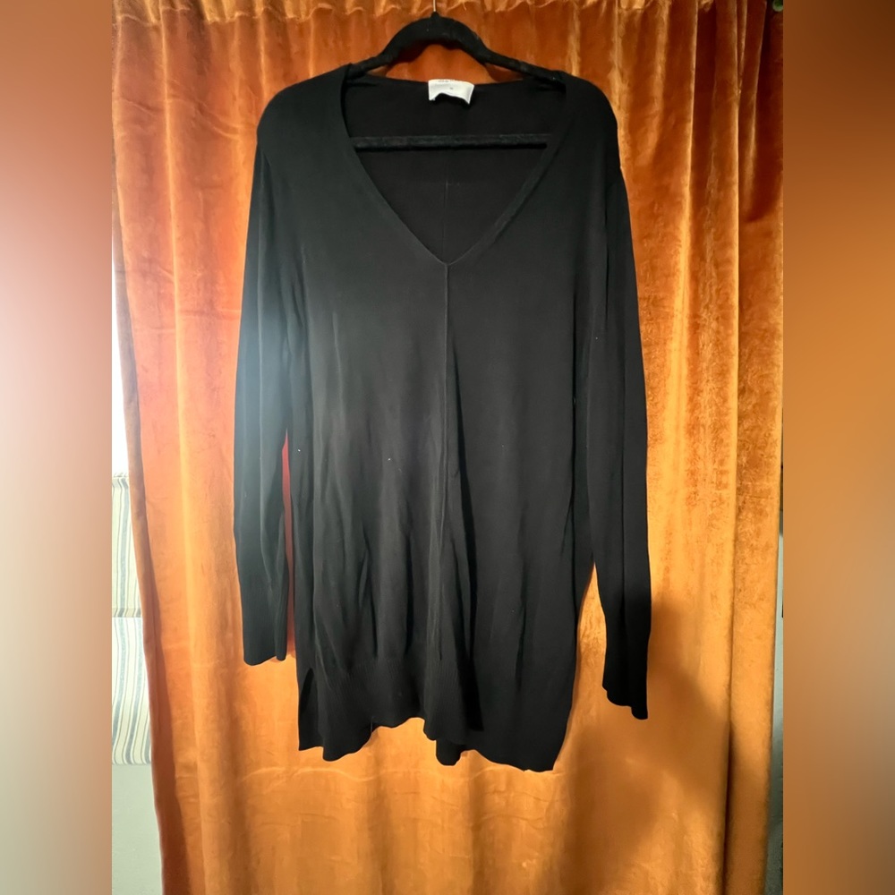 Oatmeal and Black V neck thin sweaters
